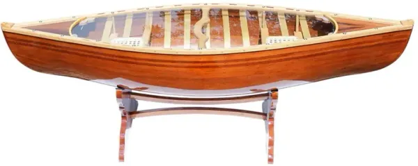 Solid Wood And Glass Canoe Coffee Table - Natural