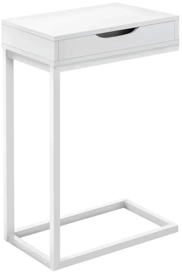 Metal With A Drawer Accent Table - White