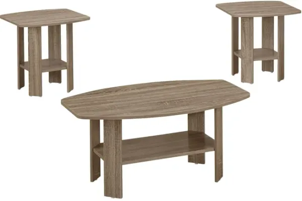 Coffee Table With Shelf (Set of 3) - Taupe