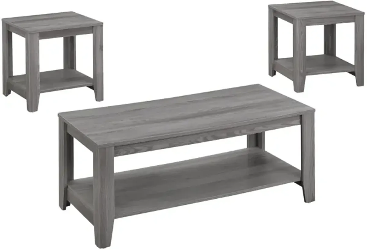 42" Coffee Table With Shelf (Set of 3) - Gray