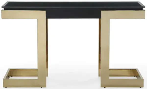 Glass Pedestal Console Table - Black And Gold