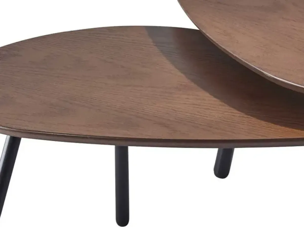 Solid Wood Round Nested Tables - Black And Brown