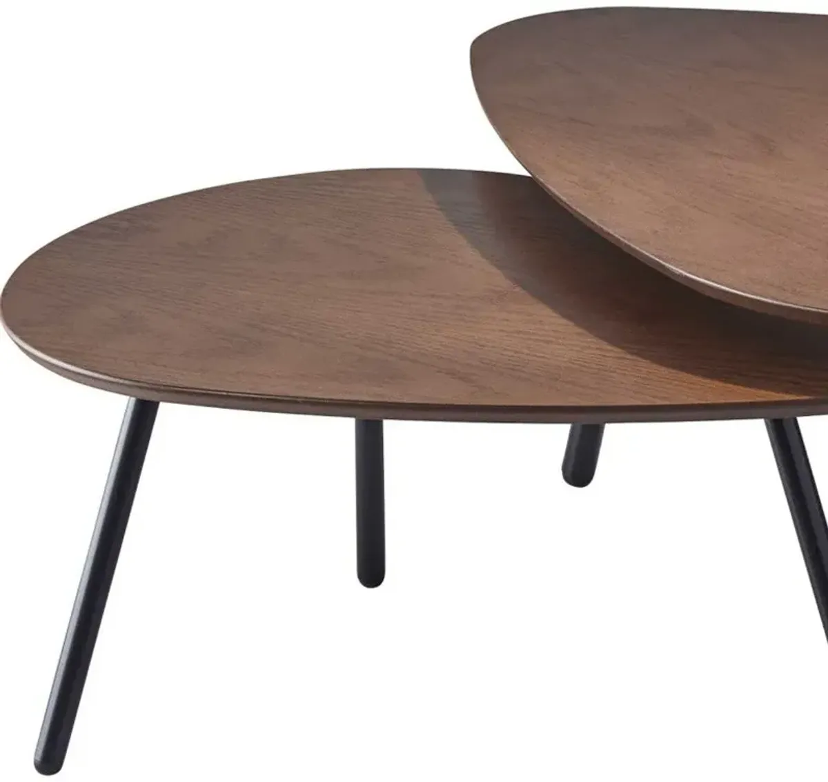 Solid Wood Round Nested Tables - Black And Brown