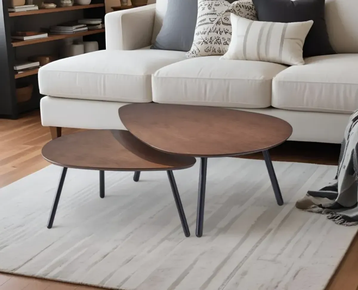 Solid Wood Round Nested Tables - Black And Brown
