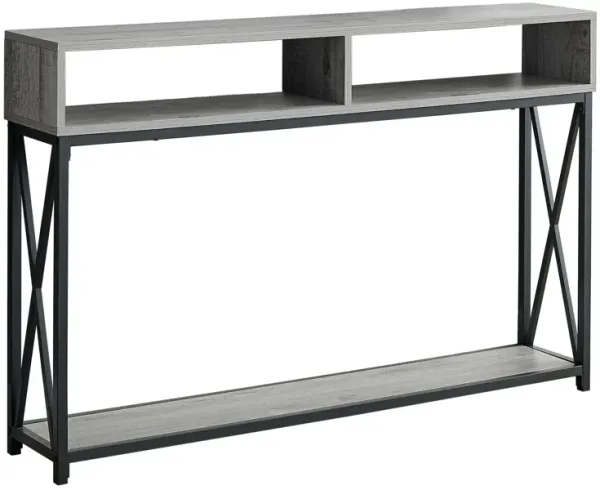 47" Frame Console Table With Shelves - Gray And Black