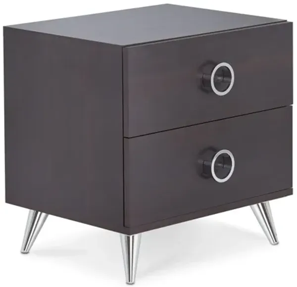 End Table With Two Drawers - Silver And Espresso