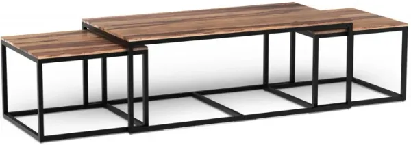 Natural Wood Nesting Coffee And End Tables (Set of 3) - Brown