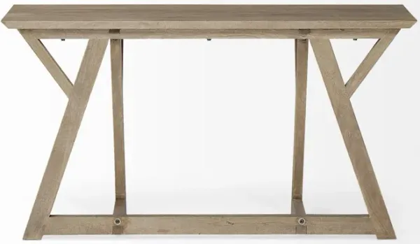 Solid Wood Trestle Console Table - Brown