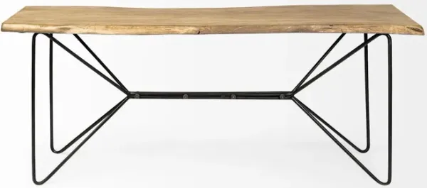 Solid Wood Abstract Console Table - Brown And Black