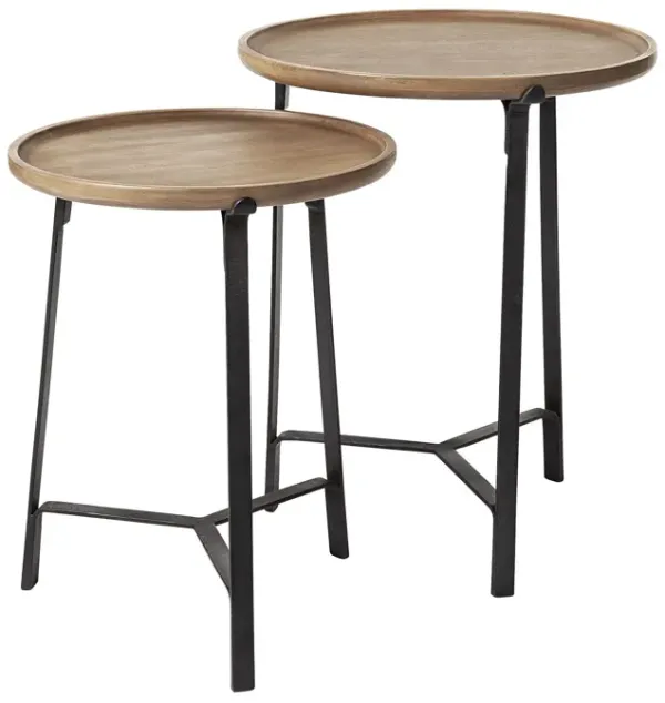 Solid Wood Round End Table - Brown
