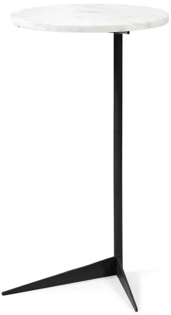 27" Marble Round End Table - Black And White