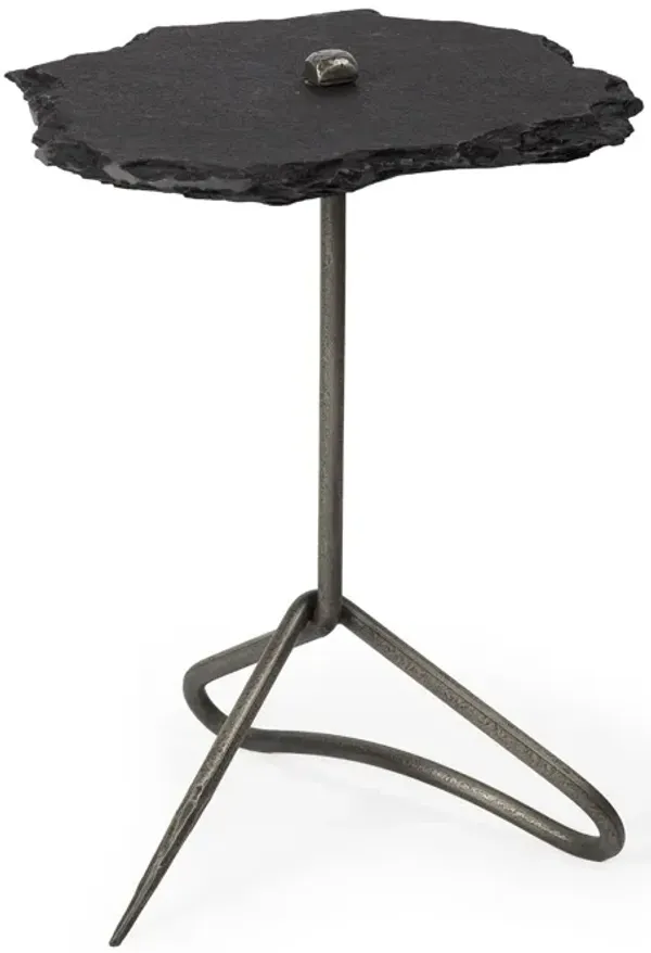 Stone End Table - Slate Gray And Black