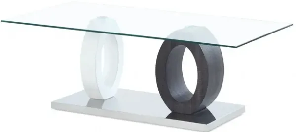 Glass Coffee Table - Clear And White And Gray
