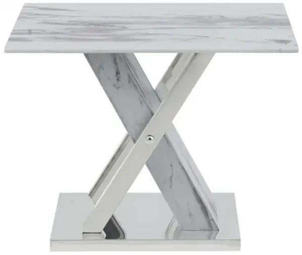 Solid And Manufactured Wood Square End Table - Silver And White
