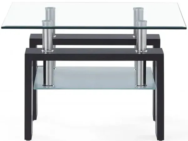 Glass End Table - Dark Walnut And Clear