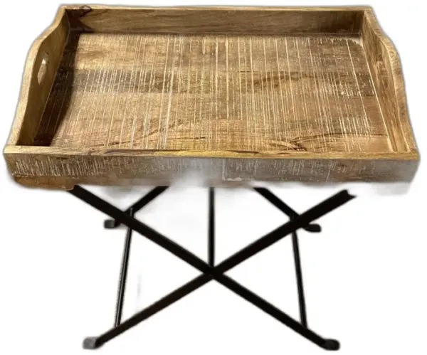 Modern Farmhouse Literal Tray Table - Light Brown / Black