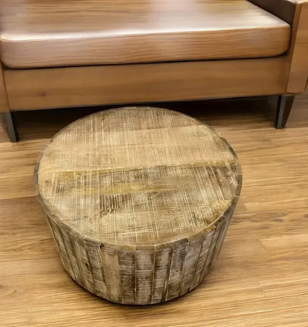 32" Solid Wood Round Coffee Table - Brown