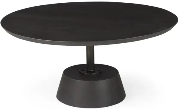 Wooden Pedestal Base Coffee Table - Black