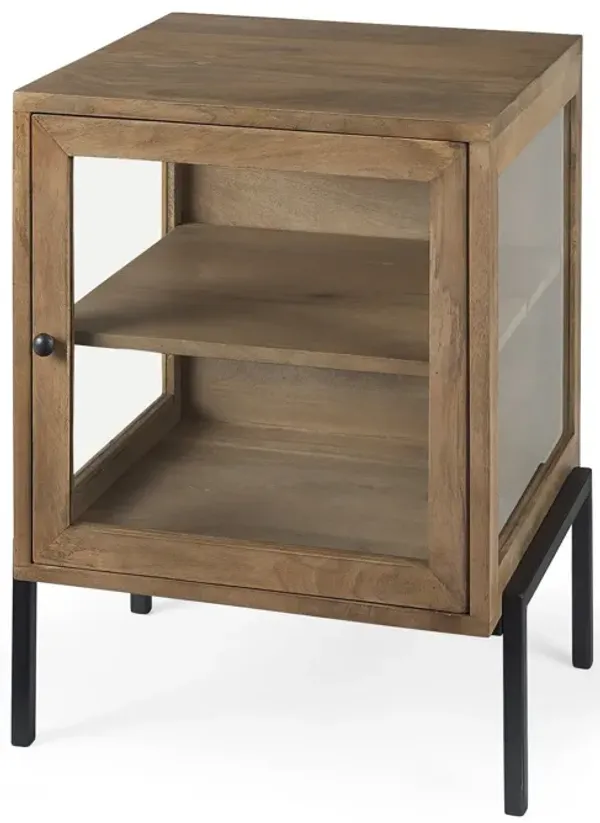 Solid Wood Square End Table - Light Brown