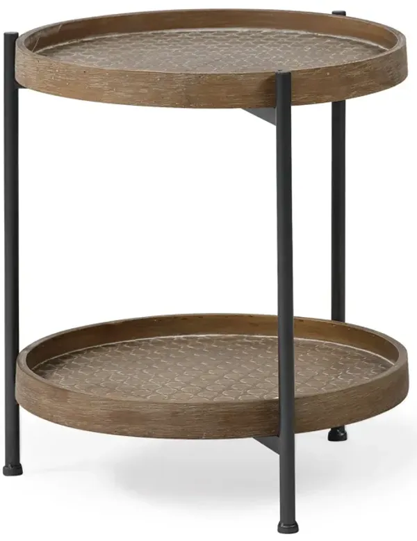 19" Solid Wood Round End Table - Brown