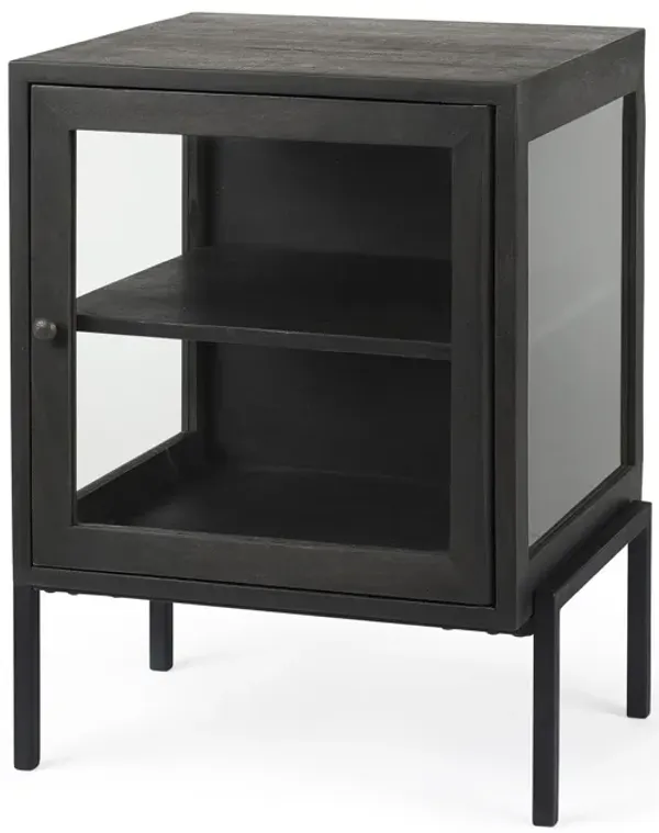 26" Solid Wood Square End Table - Black And Brown