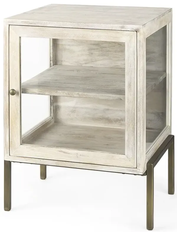 Solid Wood Square End Table - Beige