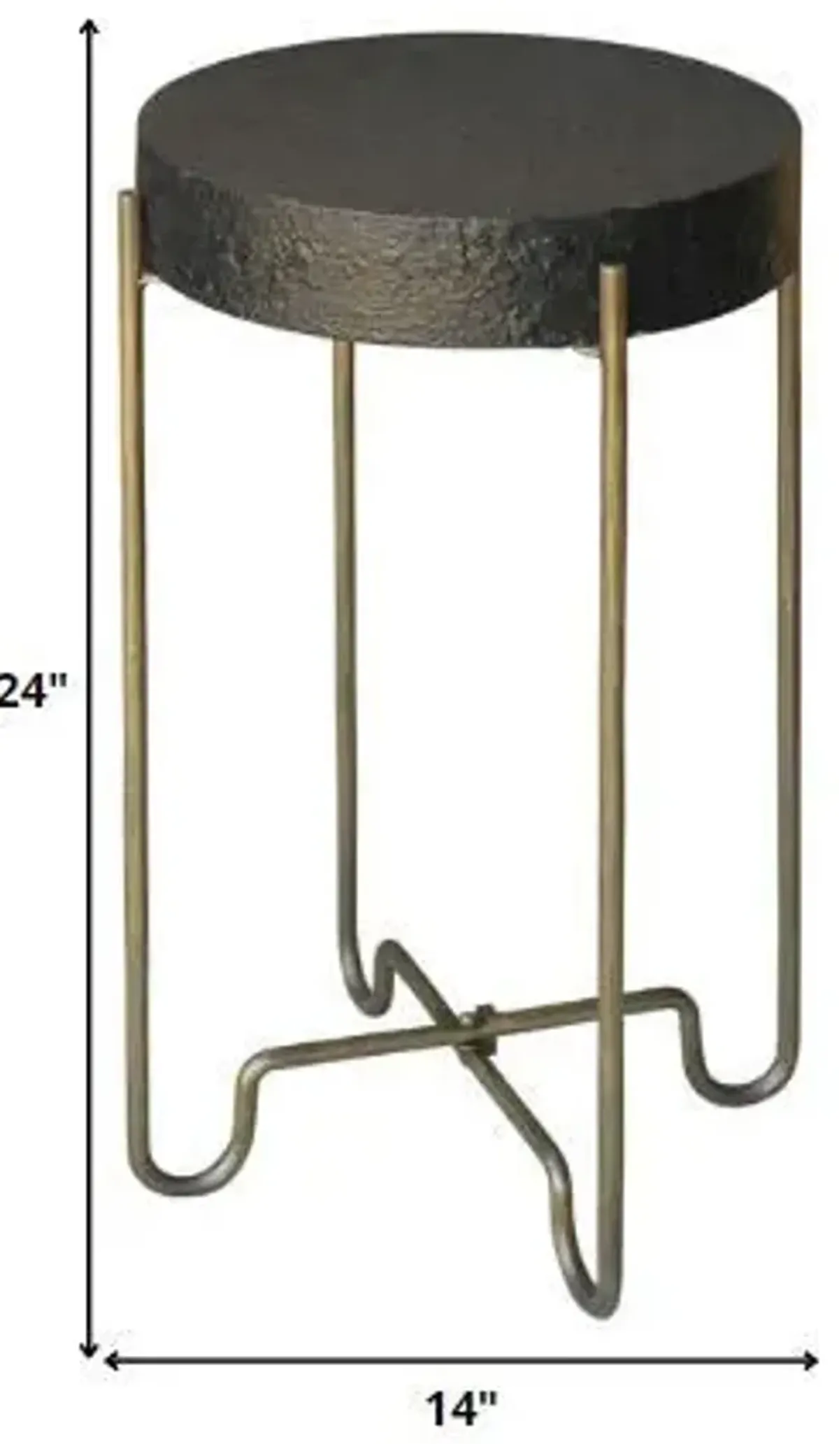 Iron Round End Table - Brass And Black