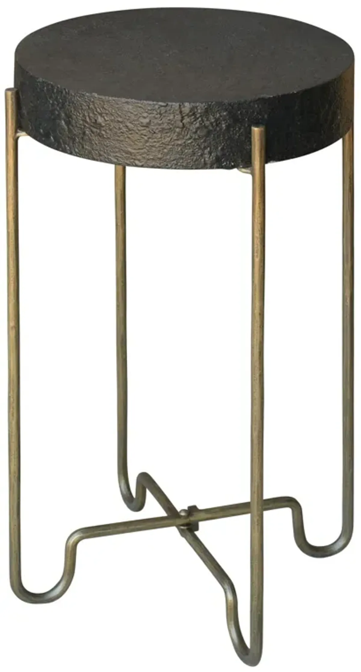 Iron Round End Table - Brass And Black