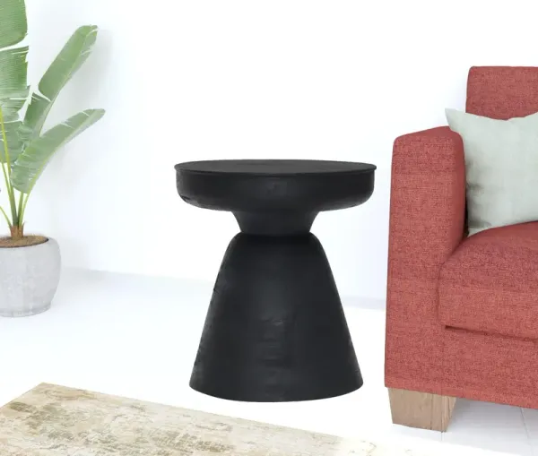 18" Solid Wood Round End Table - Black