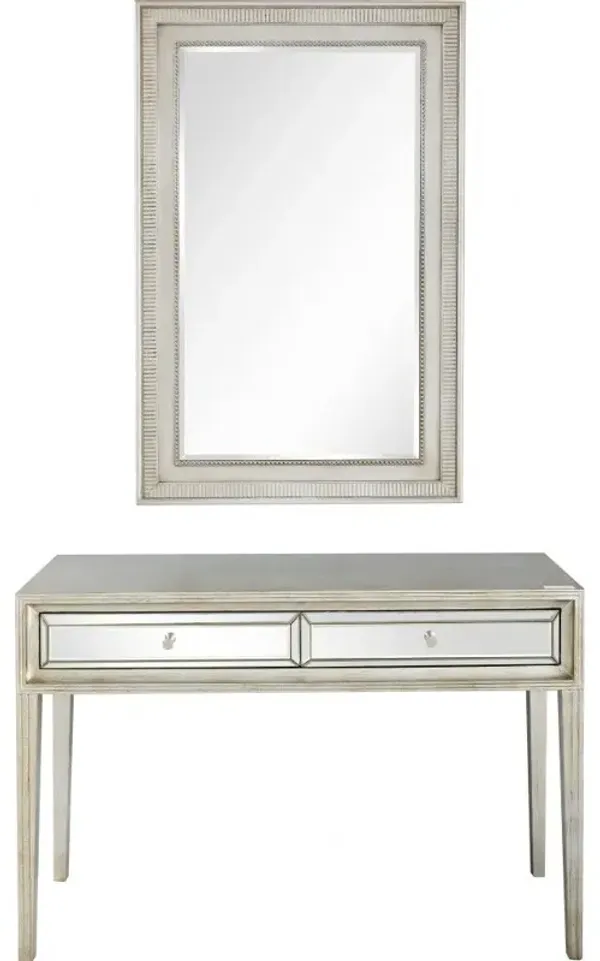 Mirror And Console Table - Antiqued Silver Finish