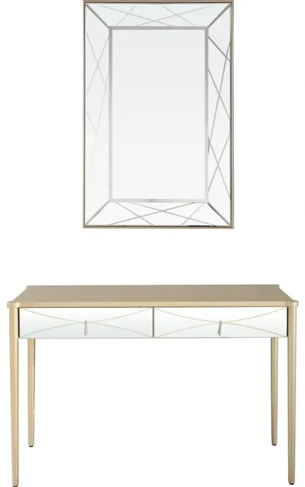Mirrored Glass Console Table - Champagne