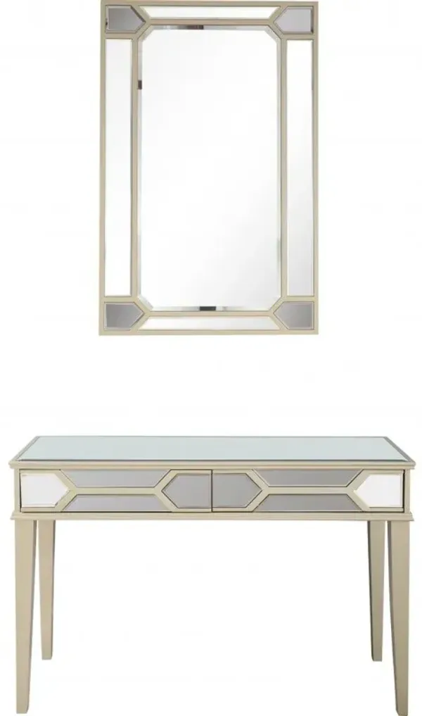 Mirror And Console Table - Antiqued Silver