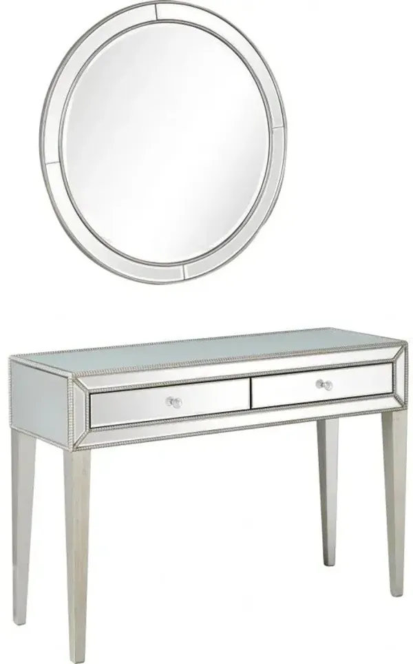 16.8" x 48" x 32.8" Mirrored Glass Console Table - Silver