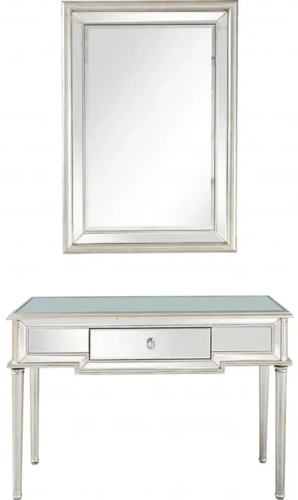 Antiqued Mirror And Console Table - Silver Leaf