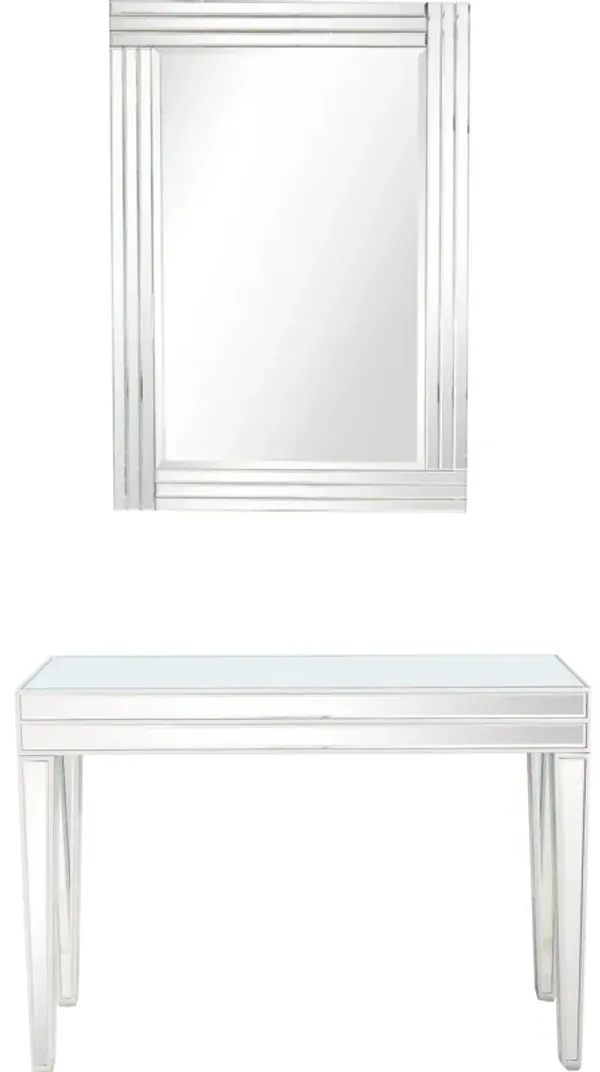 Modern Mirrored Console Table And Mirror Set - Clear