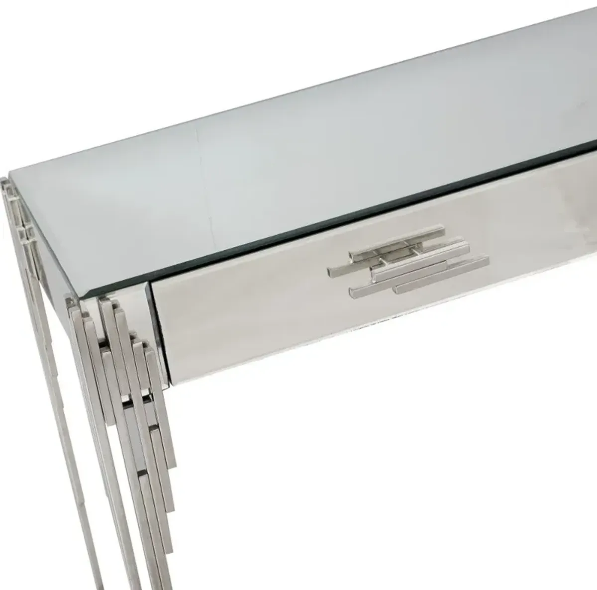 Rectangular Striped Falling Console Table - Silver