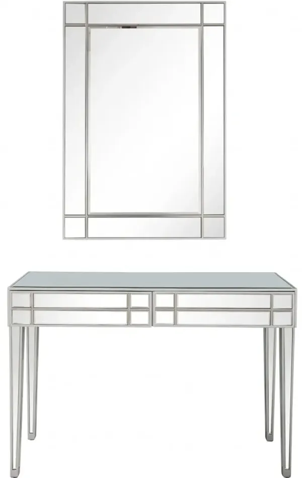 Stainless Steel Mirror And Console Table - Silver
