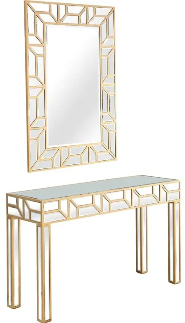 Geometric Mirror And Console Table - Gold