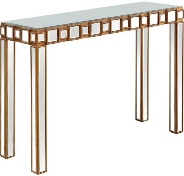43" Mirrored Glass Console Table - Gold