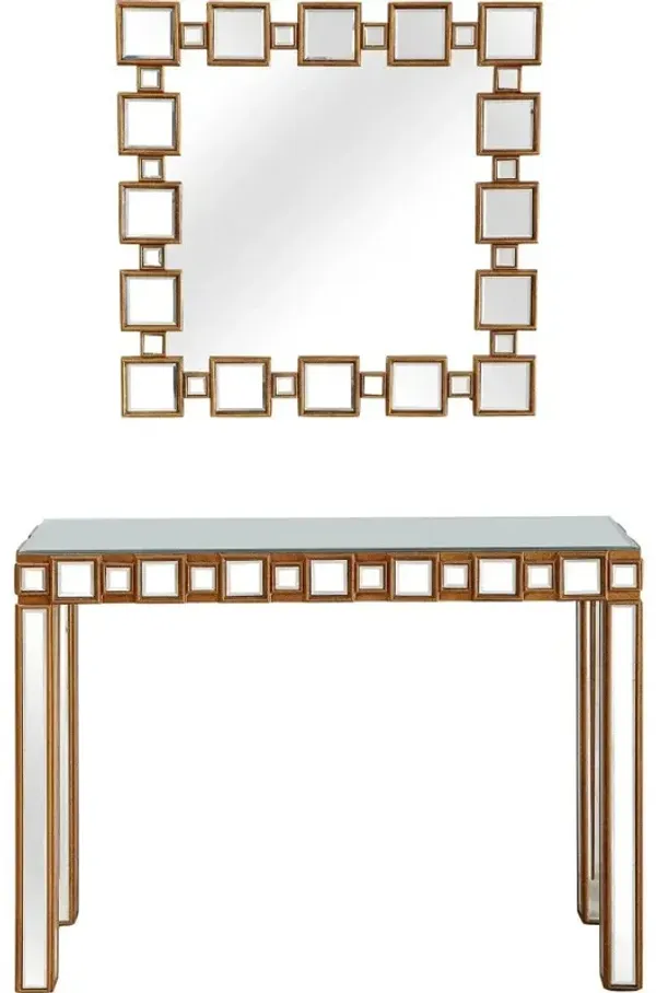 Mirrored Glass Console Table - Gold