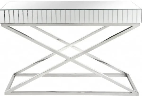 47" Mirrored Glass Console Table - Silver