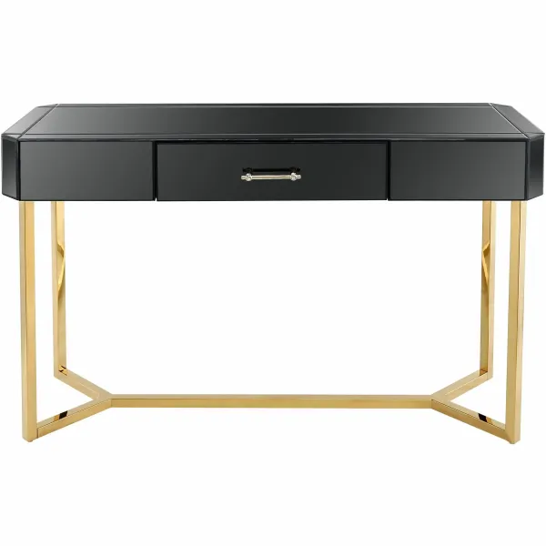 47" Mirrored Glass Console Table - Black