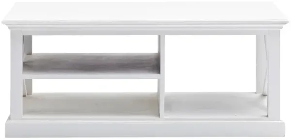 Solid Wood And Solid And Manufactured Wood Coffee Table With Three Shelves - White