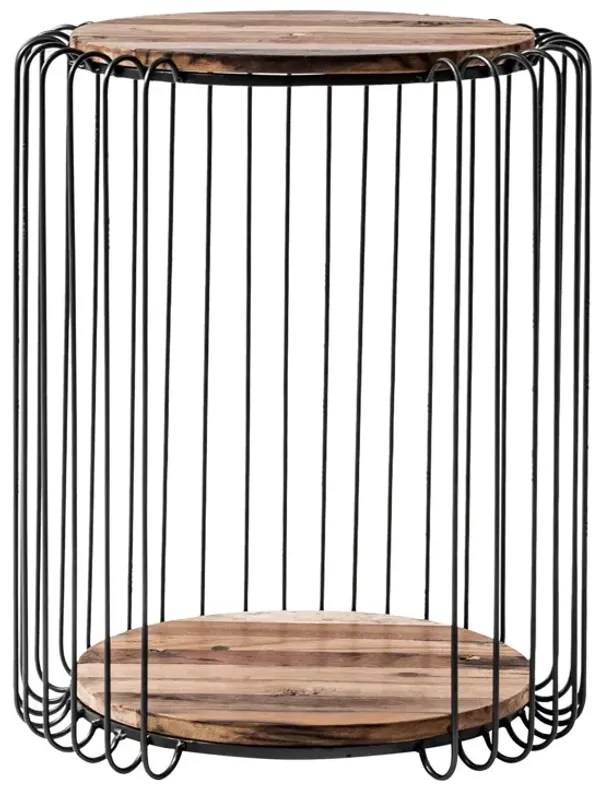 Modern Round End Table - Black And Rustic Brown
