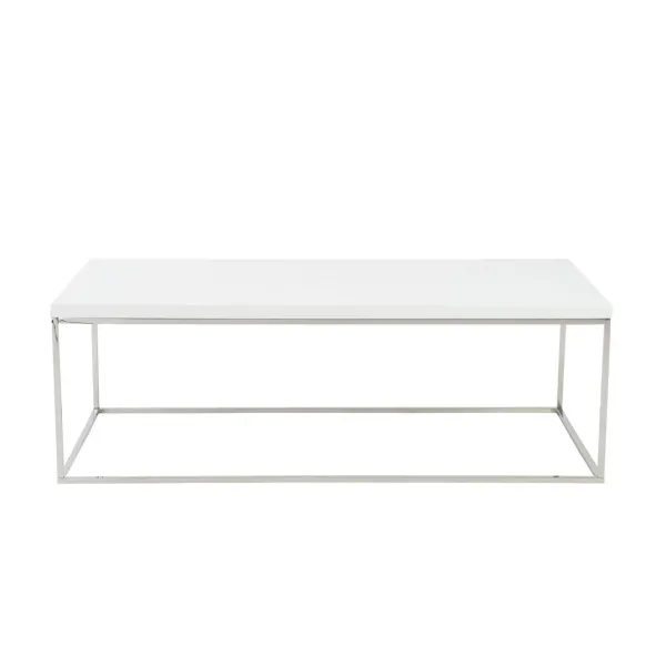 47" Metal Coffee Table - White And Silver