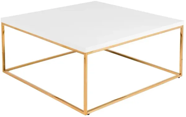 Metal Square Coffee Table - White And Gold