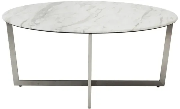 Metal Round Coffee Table - White And Silver