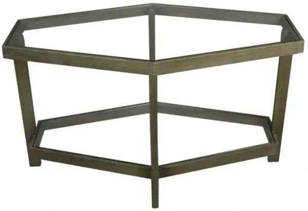Modern Hexagonal Glass Top Coffee Table - Clear Brown