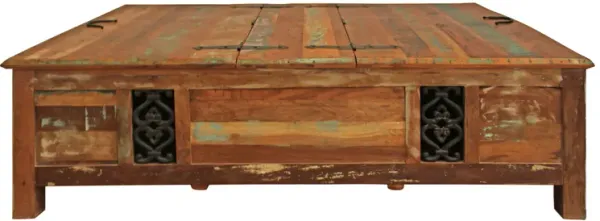 Rectangular Storage Wood Coffee Table - Green and Brown