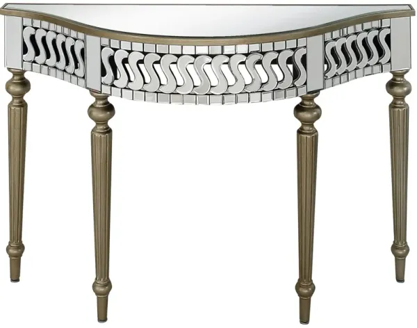 Mirrored Glass Free Form Console Table - Silver And Gold